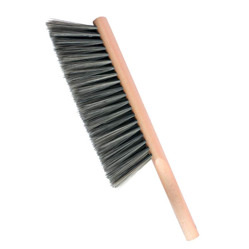 OAKART Hand Brush Soft Bristles Wooden Handle Small Hand Sweeper Brush 14 Inch Long (Gray) - Image 1